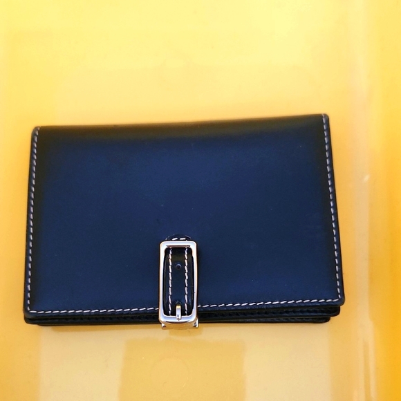 Coach Handbags - Coach Black Leather ID Card Mini wallet holder with Silver Buckle